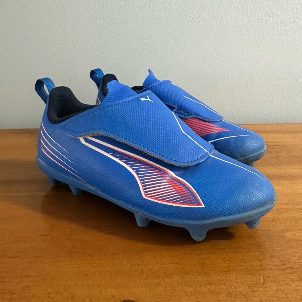 Puma Kids Royal Blue Soccer Cleats with Red Accent